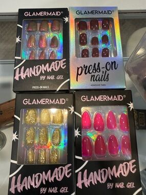 Handmade Press-On Nails — Pink & Gold Variety Pack
